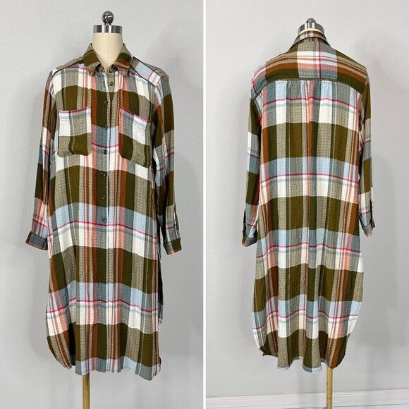 Pilcro Side Slit Oversized Tunic Longline SP Boho Cottage Western Forest Grunge - Picture 3 of 10